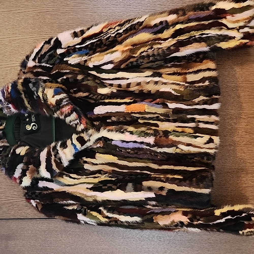 RARE- Mink Fur Multicolour Jacket -vintage - Picture 2 of 13